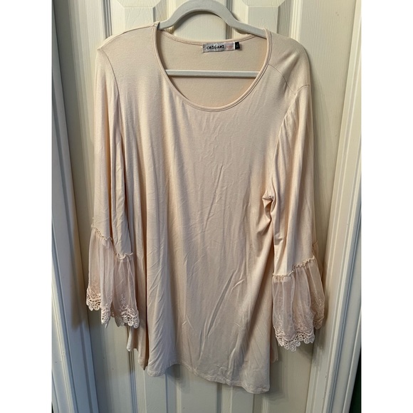 origami Tops - Lace Bell-Sleeve Tunic XL